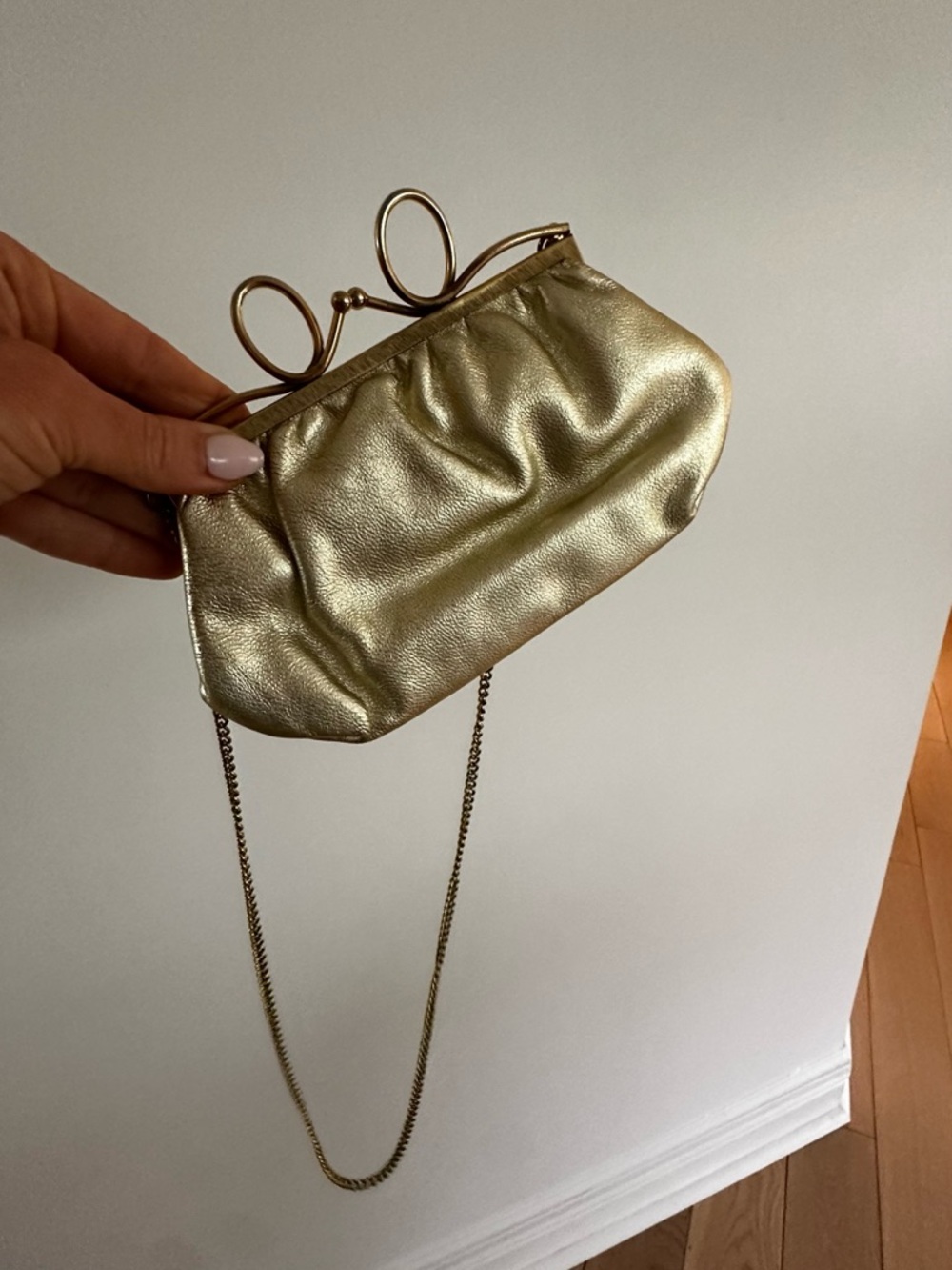 Vintage mini gold leather evening purse - Picture 9 of 16